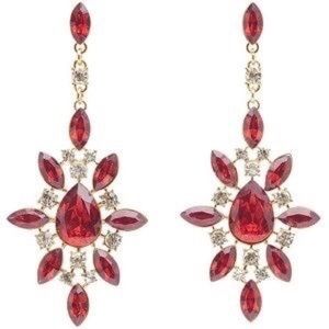 NEW - Red Faceted Chandelier Earrings